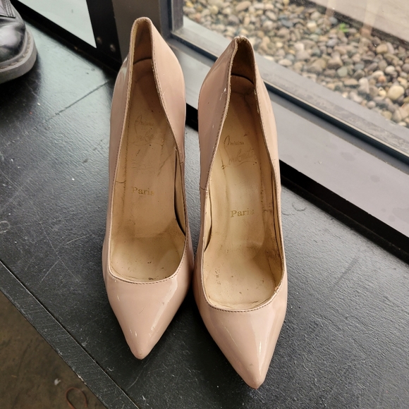 Christian Louboutin Lady Peep  Platform Nude  Pump Shoe Size 39 US 8.5 - Picture 3 of 10